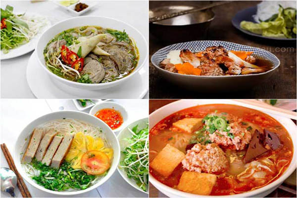 thực đơn ăn sáng với món bún