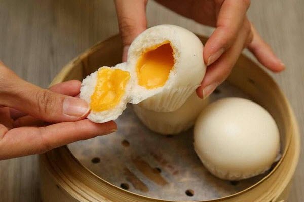 Thành phẩm bánh bao kim sa hình bánh bao kim sa