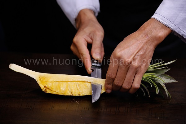 trang trí đĩa trái cây bằng thơm